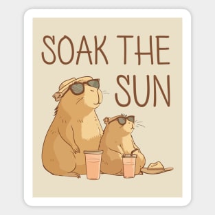 Sunbathing capybaras soak the sun Magnet